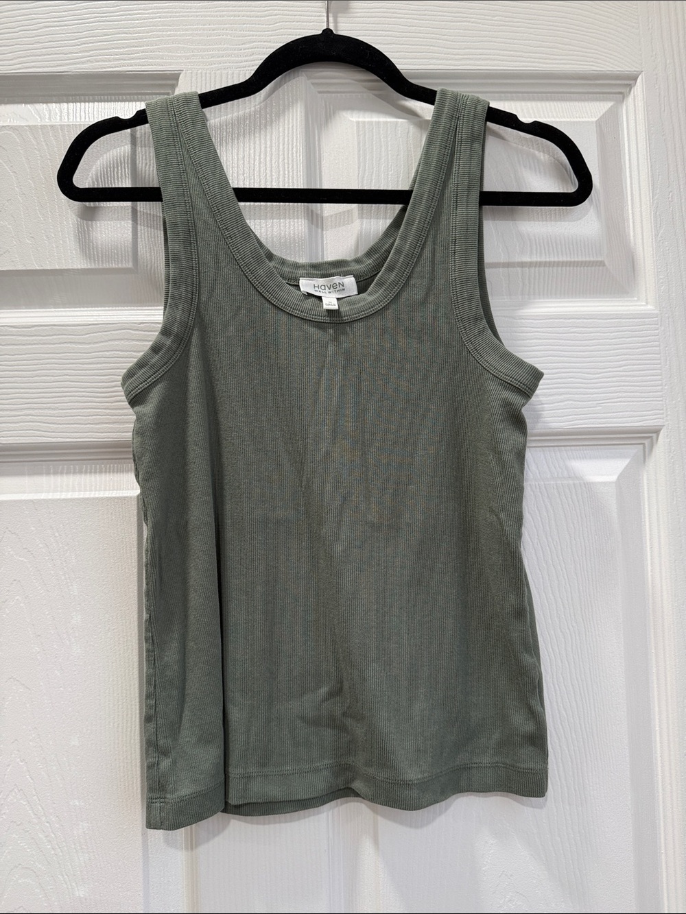Haven Olive Green Ribbed Tank Top - Women's Scoop Neck